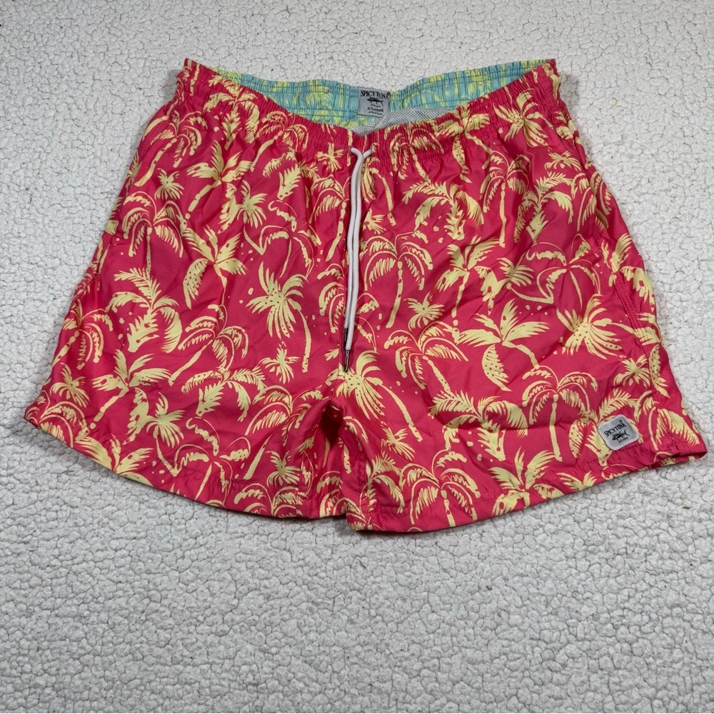Spicy Tuna Men's Swim Trunks Board Shorts Size XL Palm Tree Paradise Pink